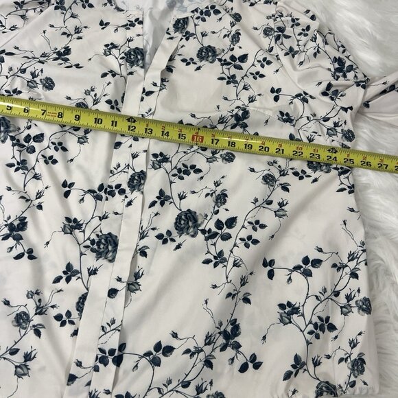 SHEIN White & Grey Floral Rose Womens Plus Size 3X V-Neck Long Sleeve Office - Picture 5 of 12